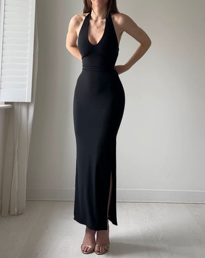 Women's Cocktail Halter Bodycon Maxi Dress With Side Slit - product image 1