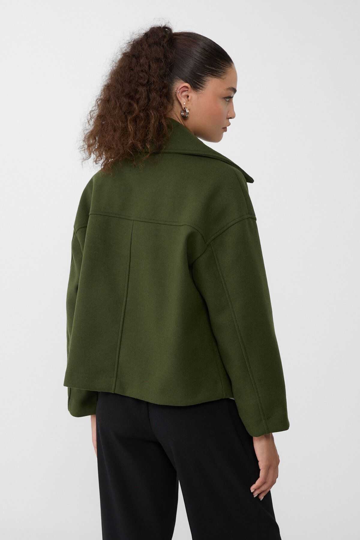 Women's Cropped Notch Lapel Double Breasted Jacket