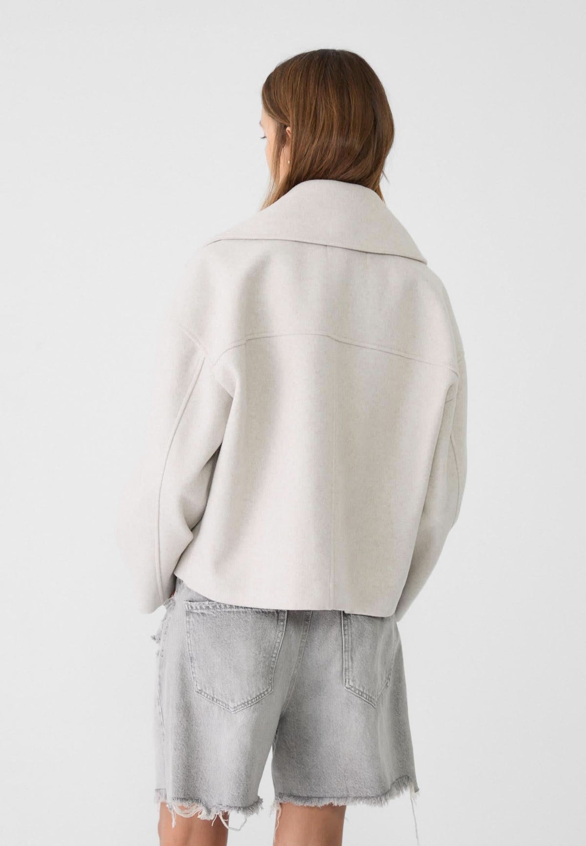 Women's Cropped Notch Lapel Double Breasted Jacket