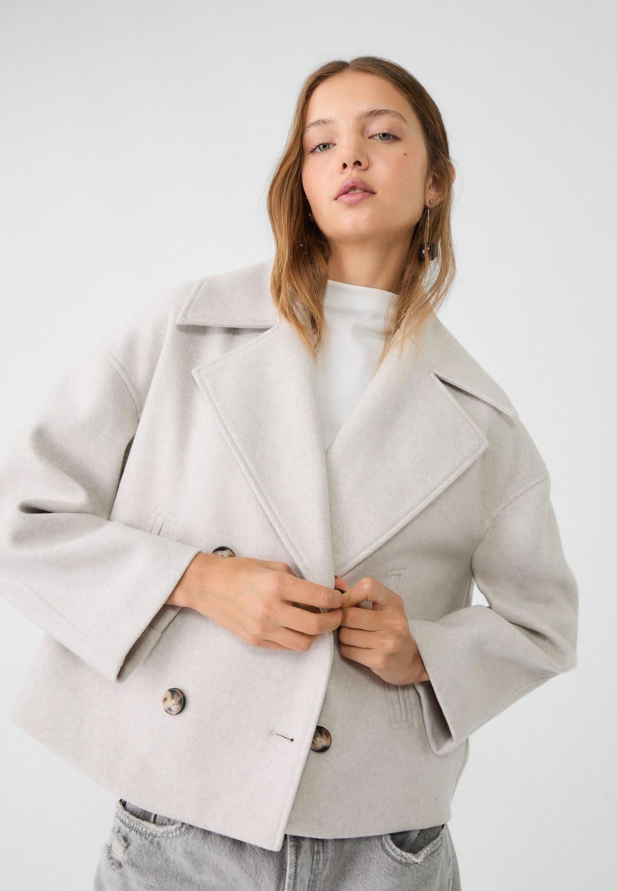 Women's Cropped Notch Lapel Double Breasted Jacket