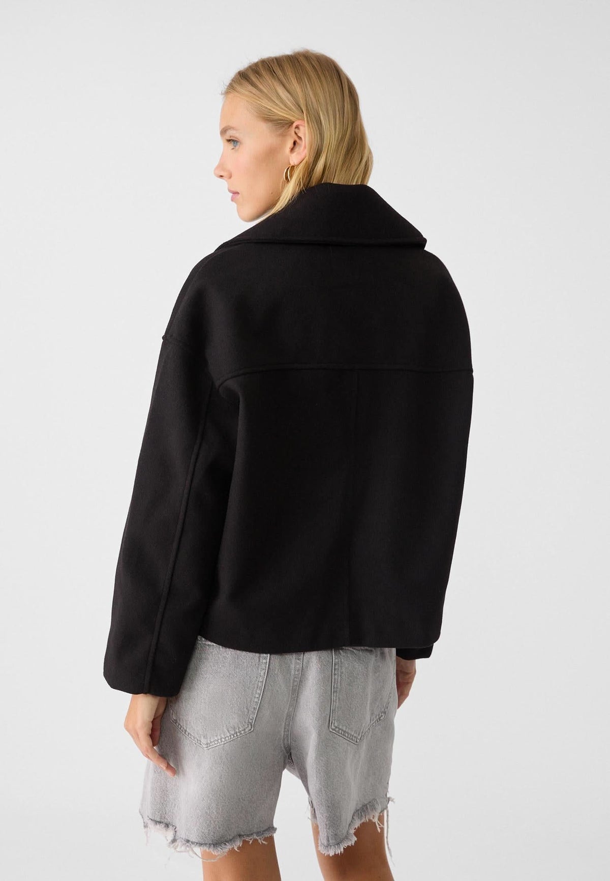 Women's Cropped Notch Lapel Double Breasted Jacket