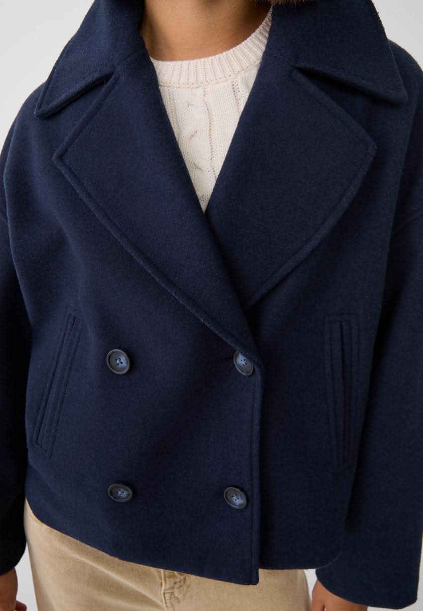 Women's Cropped Notch Lapel Double Breasted Jacket