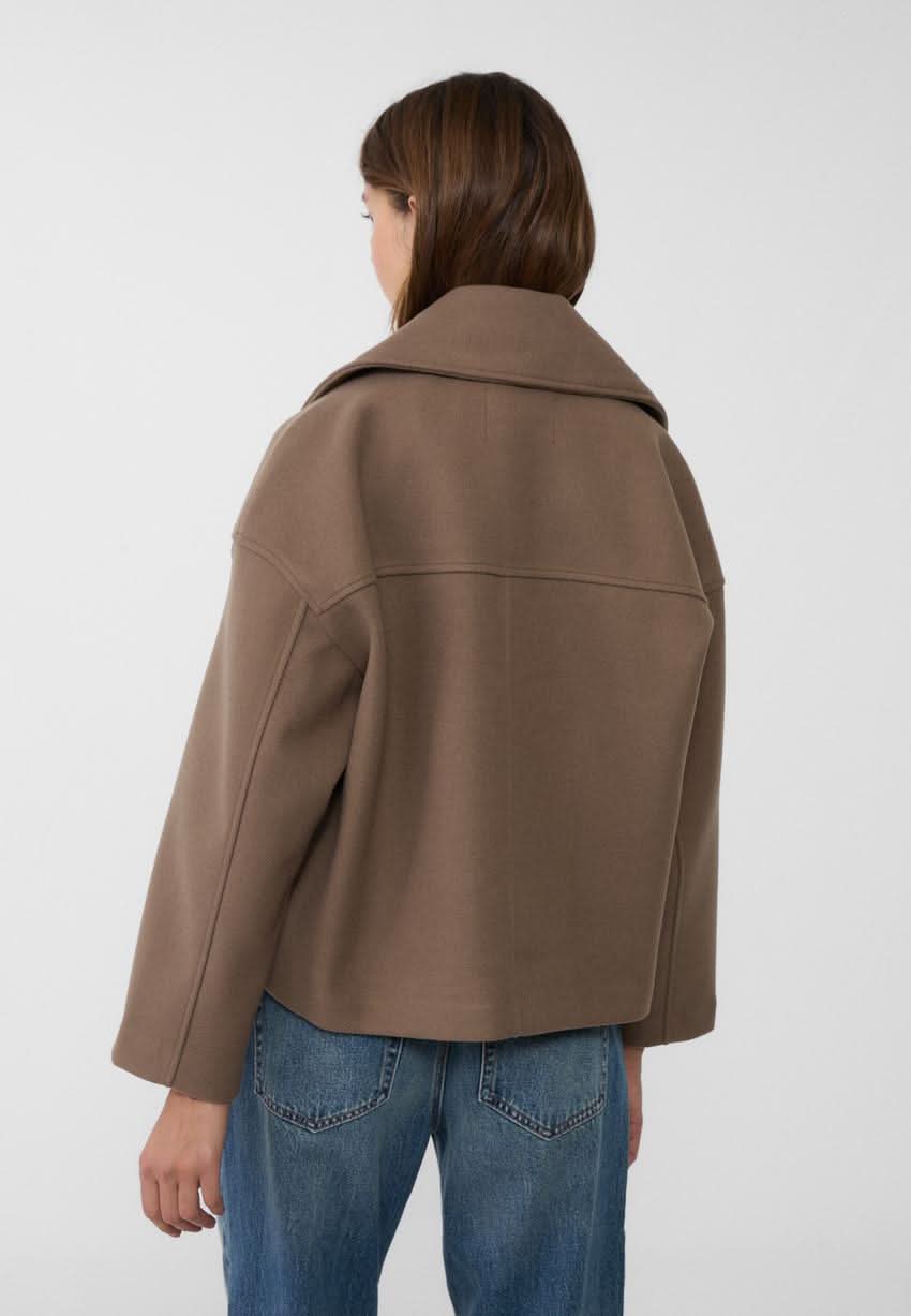 Women's Cropped Notch Lapel Double Breasted Jacket