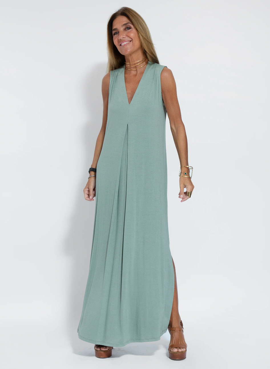Women's Cocktail Sleeveless V Neck Maxi Dress With Slit