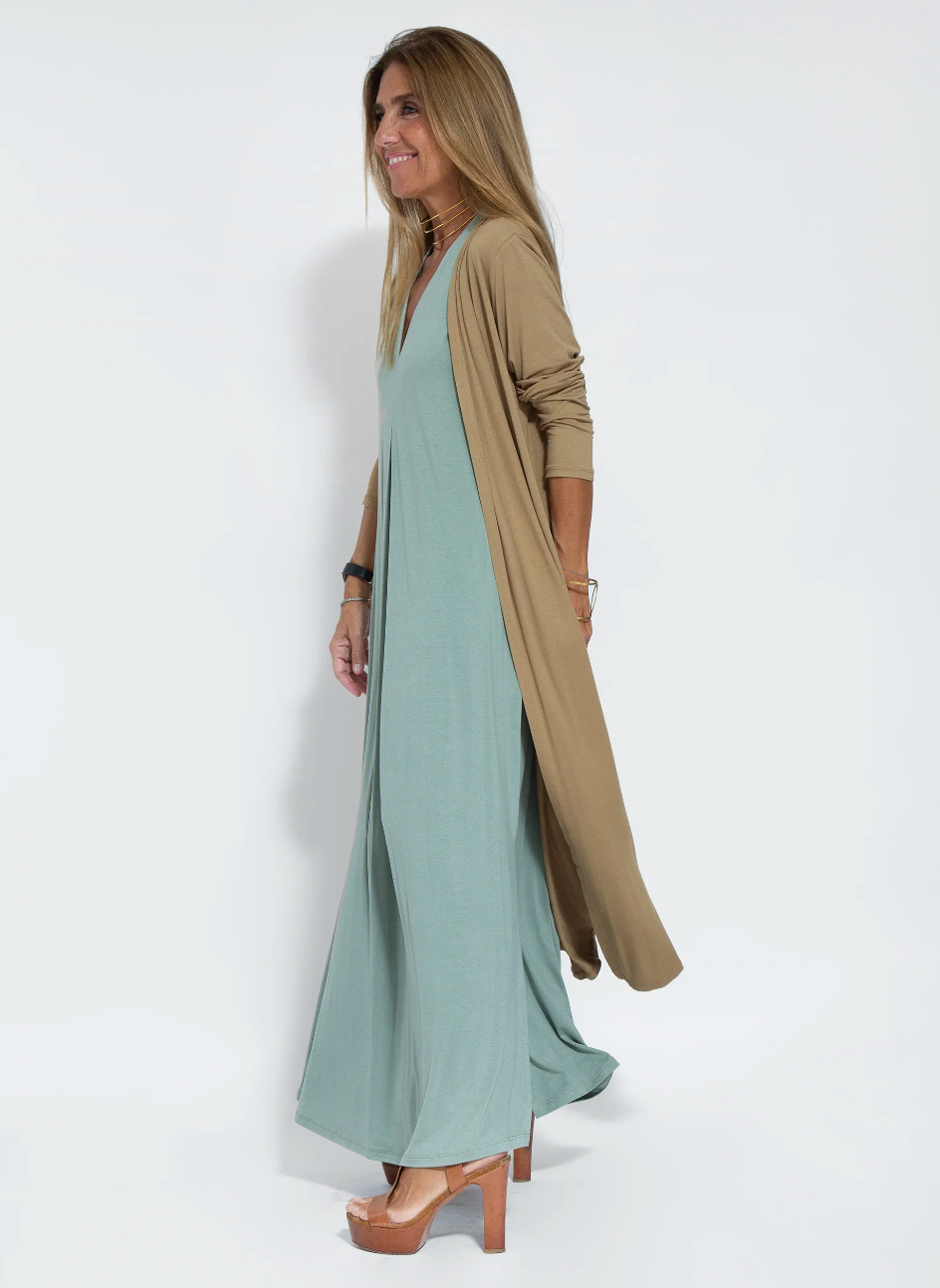 Women's Cocktail Sleeveless V Neck Maxi Dress With Slit