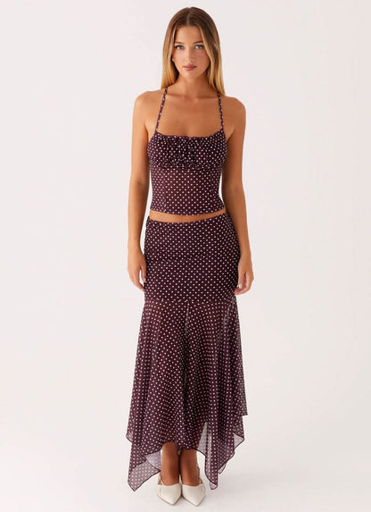 Women's Cocktail Polka Dot Midi Dress Set Square Neck - product image 1