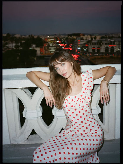 Women's Wedding Guest Polka Dot Off Shoulder Maxi Dress - product image 4