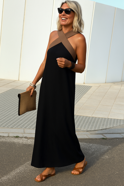 Women's Summer Cross Halter Sleeveless Maxi Dress