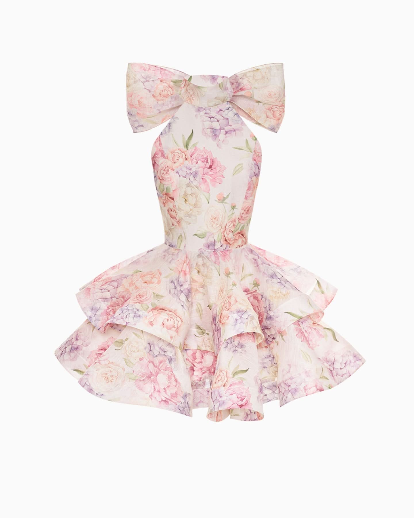 Women's Wedding Guest Floral Halter Mini Ruffle Dress - product image 6
