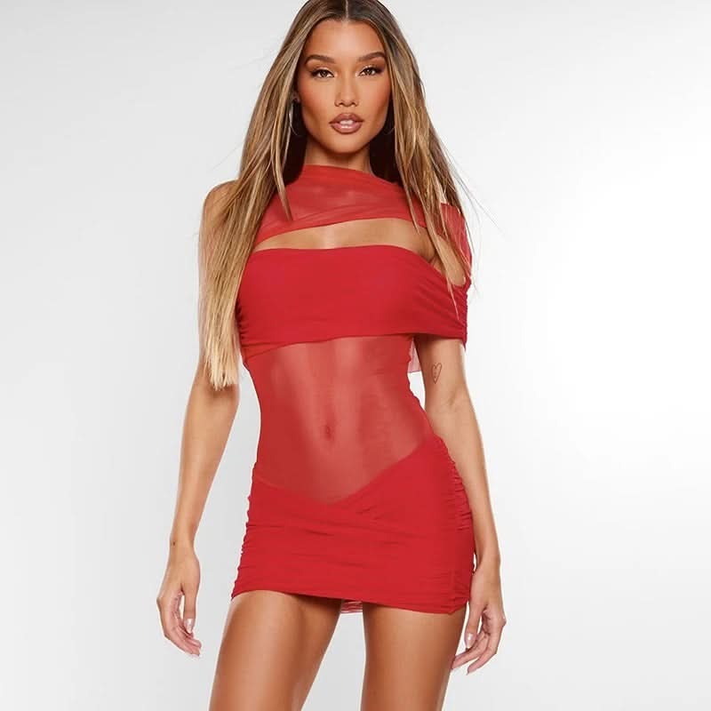 Women's Cocktail Mesh Cutout One Shoulder Mini Dress - product image 8