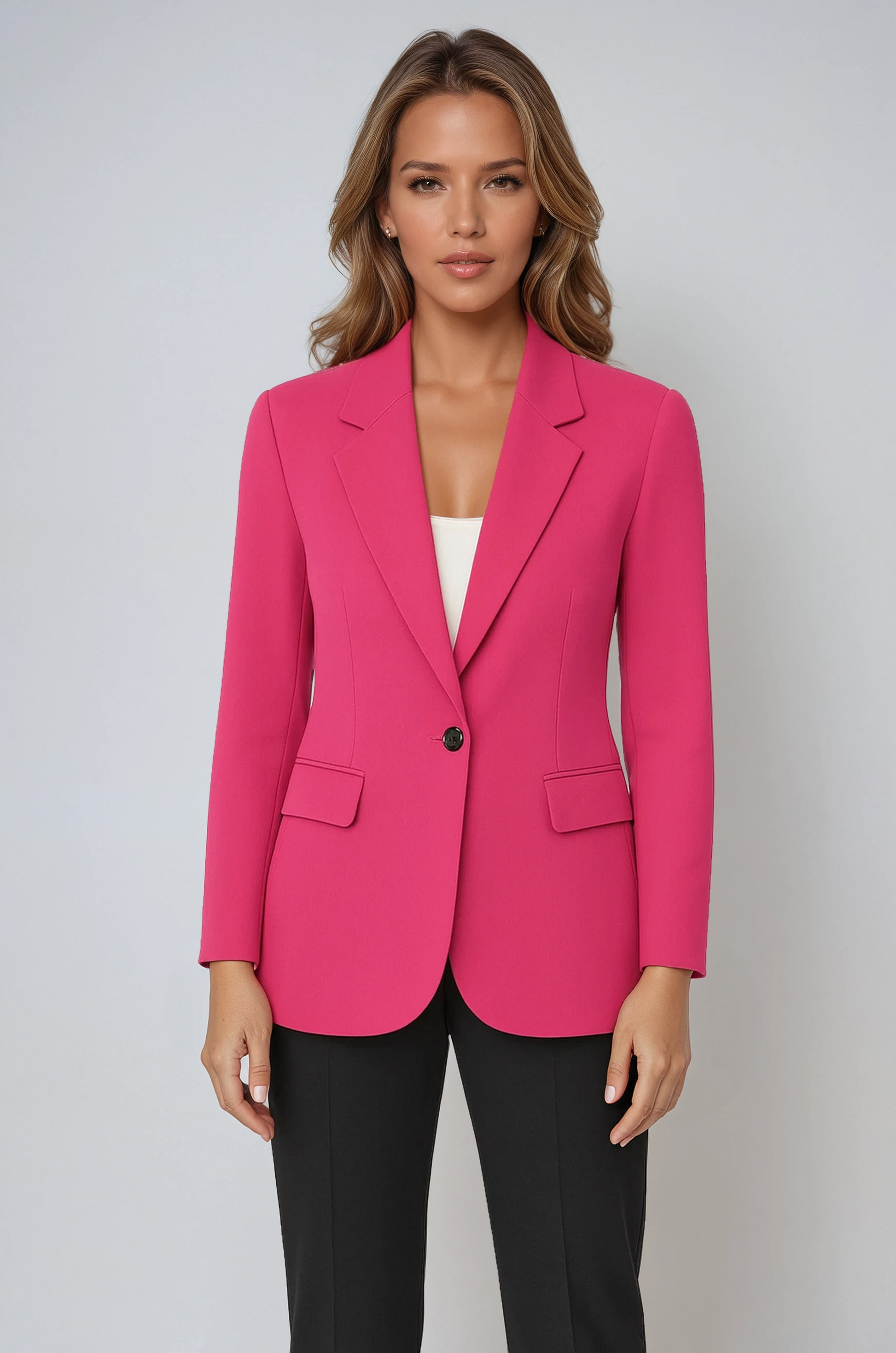 Women's Button Tailored Blazer - Pink