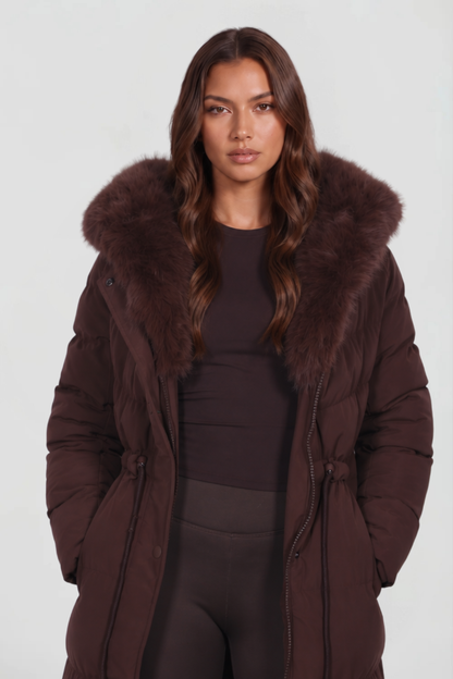 Women's Faux Fur Hooded Long Puffer Coat