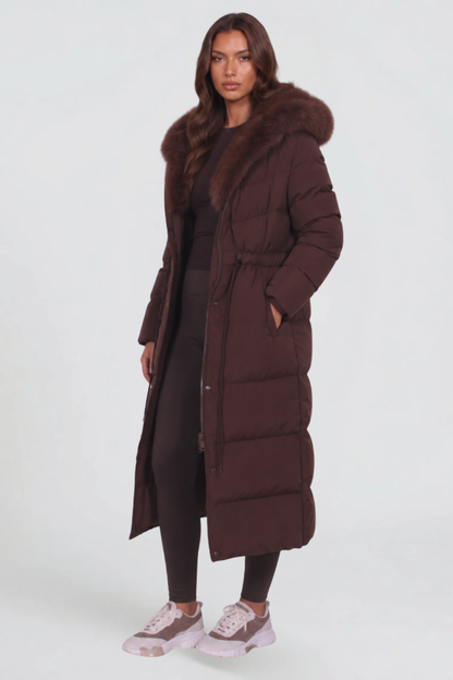 Women's Faux Fur Hooded Long Puffer Coat