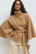 Women's Belt Cape Jacket - Beige