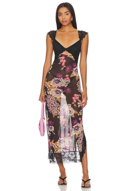 Women's Wedding Guest Floral V Neck Maxi Slip Dress - product image 3