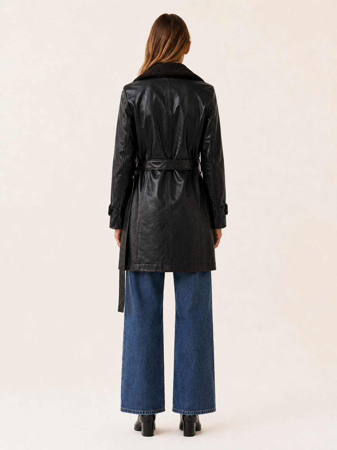 Women's Double Breasted Textured Tailored Long Coat