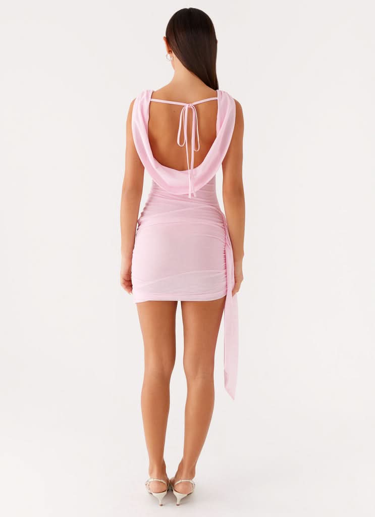 Women's Cocktail Floral Draped Neck Ruched Mini Dress - product image 6