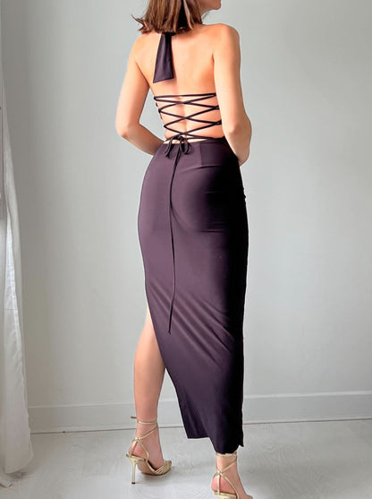 Women's Cocktail Halter Bodycon Maxi Dress With Side Slit - product image 13