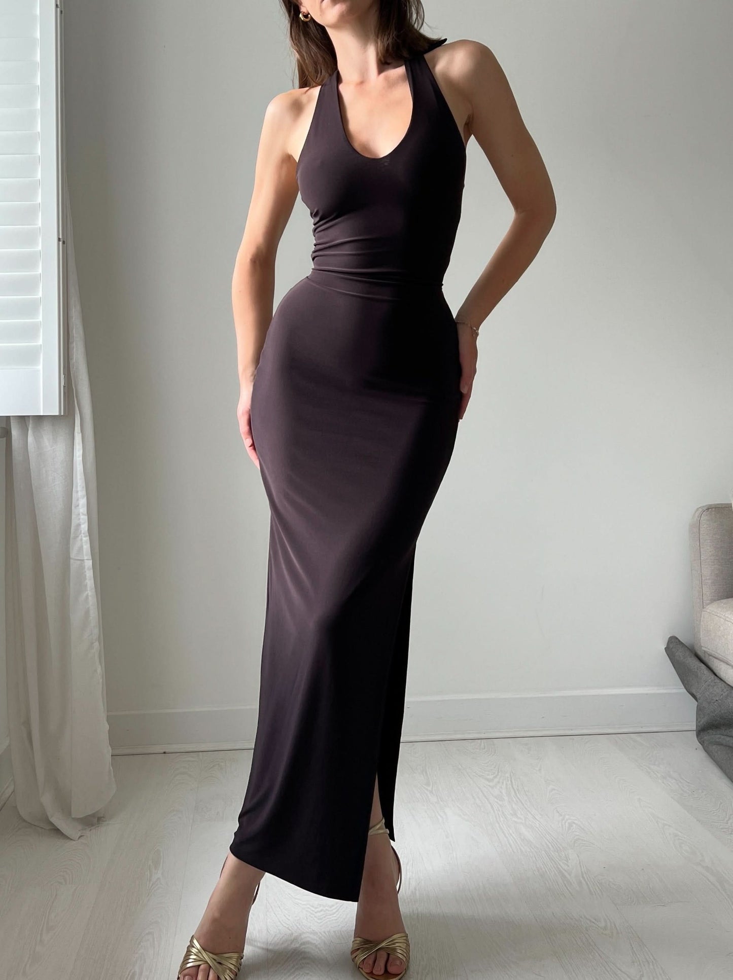 Women's Cocktail Halter Bodycon Maxi Dress With Side Slit - product image 3