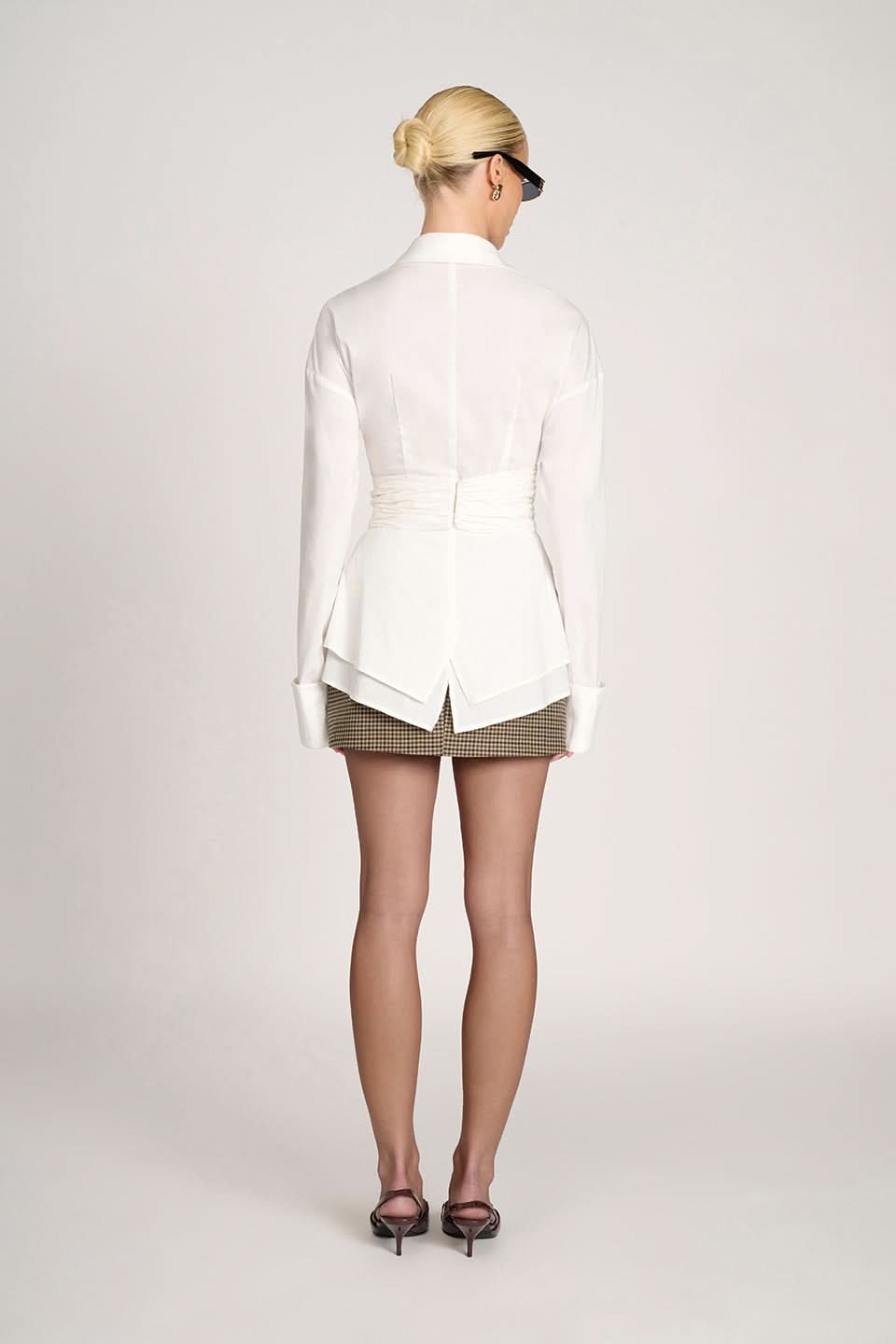 Women's Long Sleeve Ruched Waist Collared Blouse - product image 4