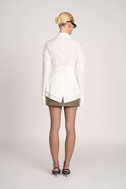 Women's Long Sleeve Ruched Waist Collared Blouse - product image 4
