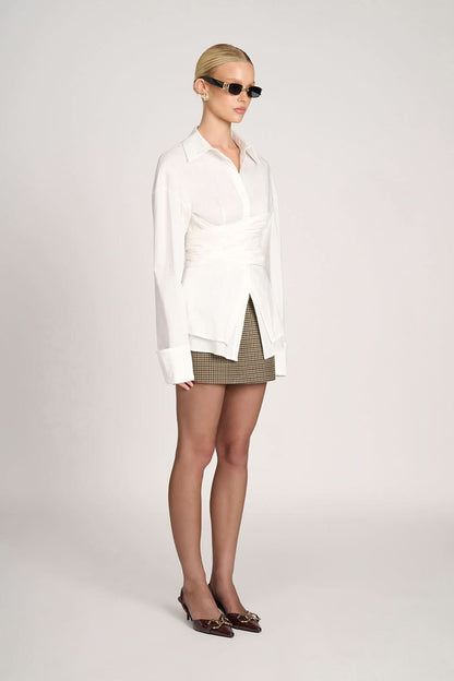 Women's Long Sleeve Ruched Waist Collared Blouse - product image 3