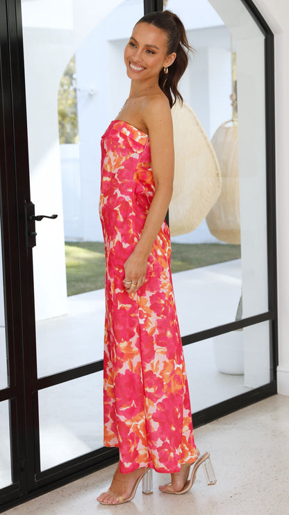 Miya Maxi Dress - Pink/Red Floral - Billy J