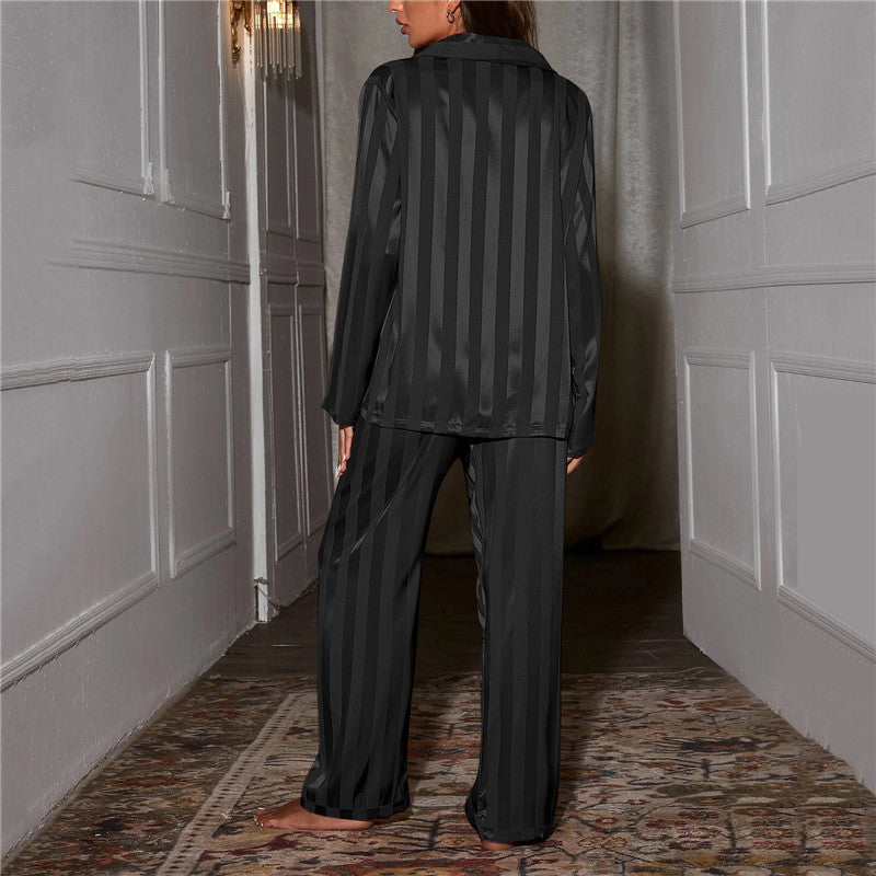 Women's Striped Long Sleeve Button Up Pajama Set