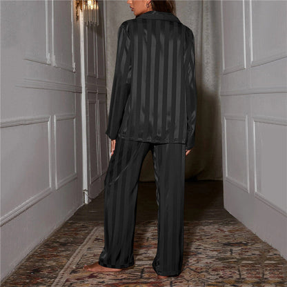 Women's Striped Long Sleeve Button Up Pajama Set