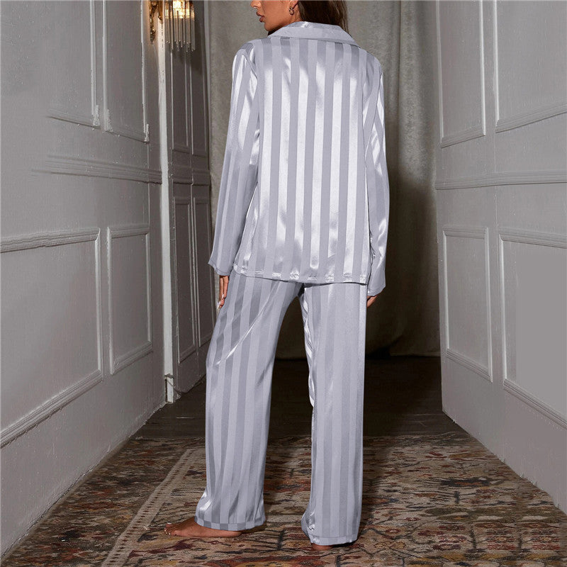 Women's Striped Long Sleeve Button Up Pajama Set