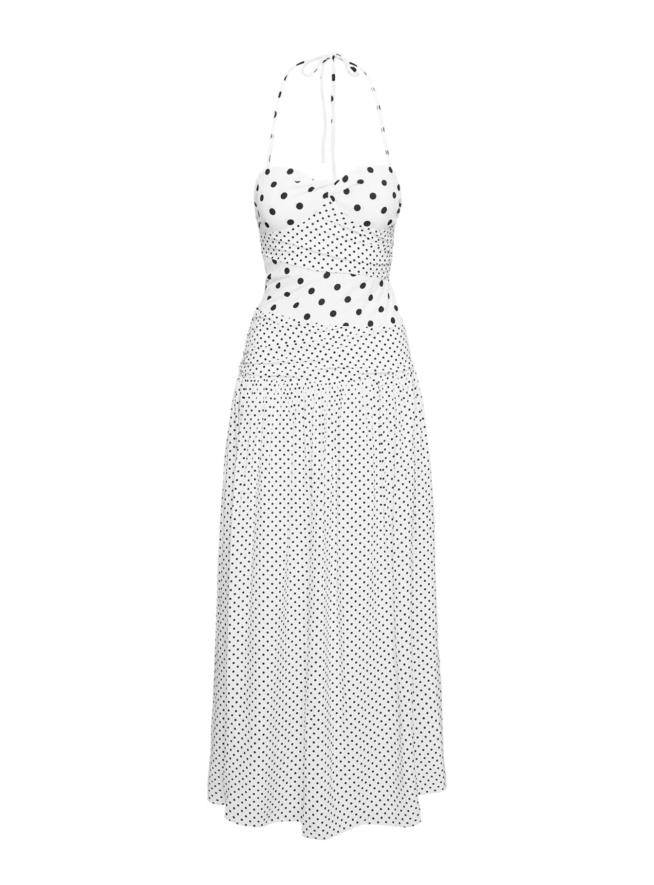 Women's Wedding Guest Polka Dot Halter Maxi Dress - product image 5