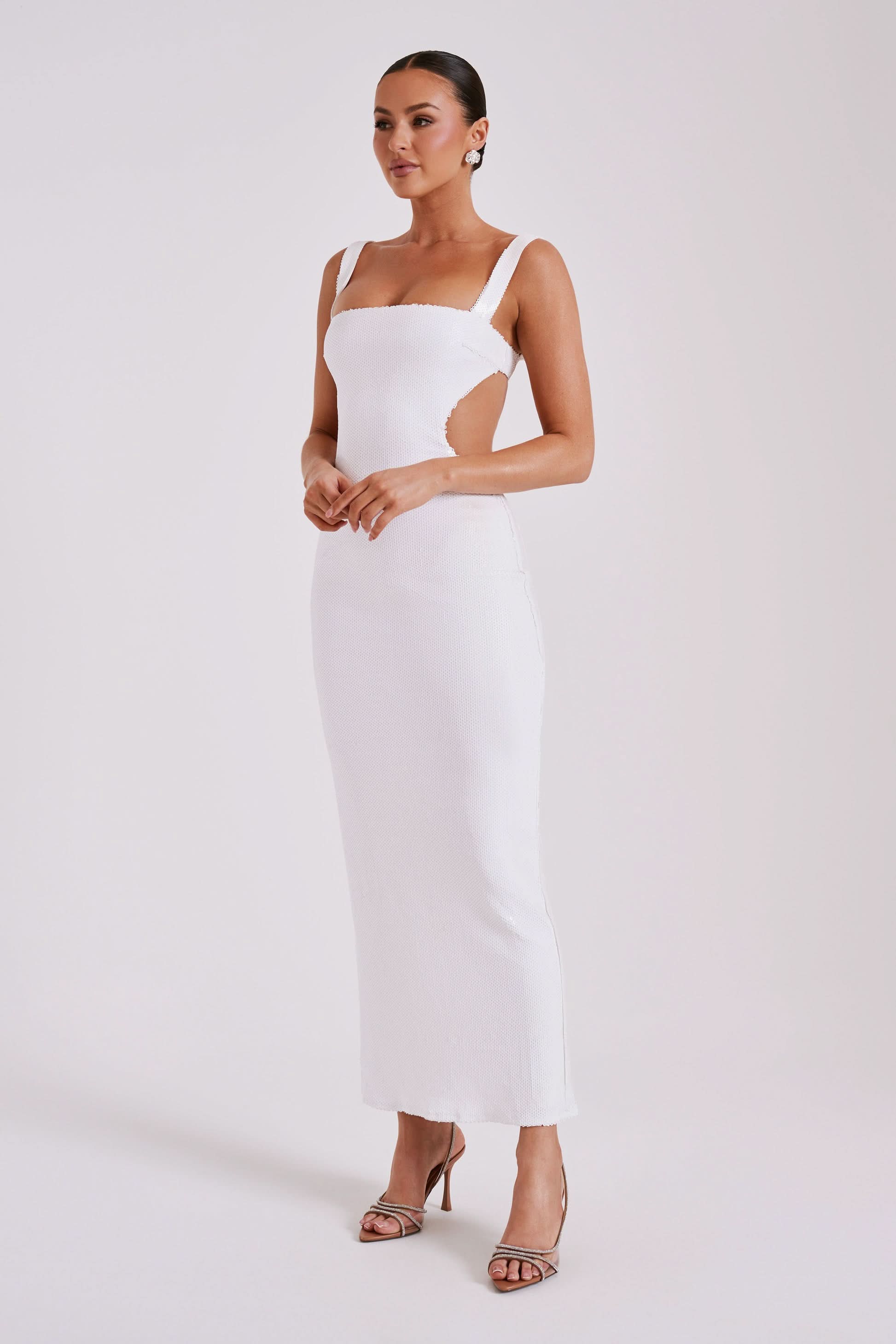 Women's Prom Sequin Square Neck Cut Out Maxi Dress - product image 7