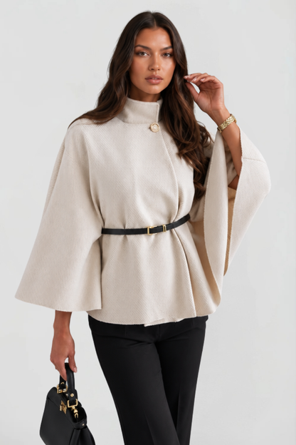Women's Belted Oversized Wool Cape Coat