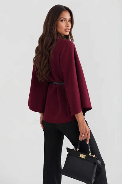 Women's Belted Oversized Wool Cape Coat