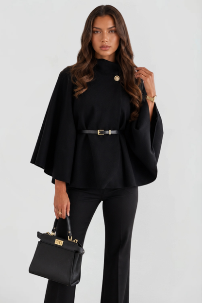 Women's Belted Oversized Wool Cape Coat