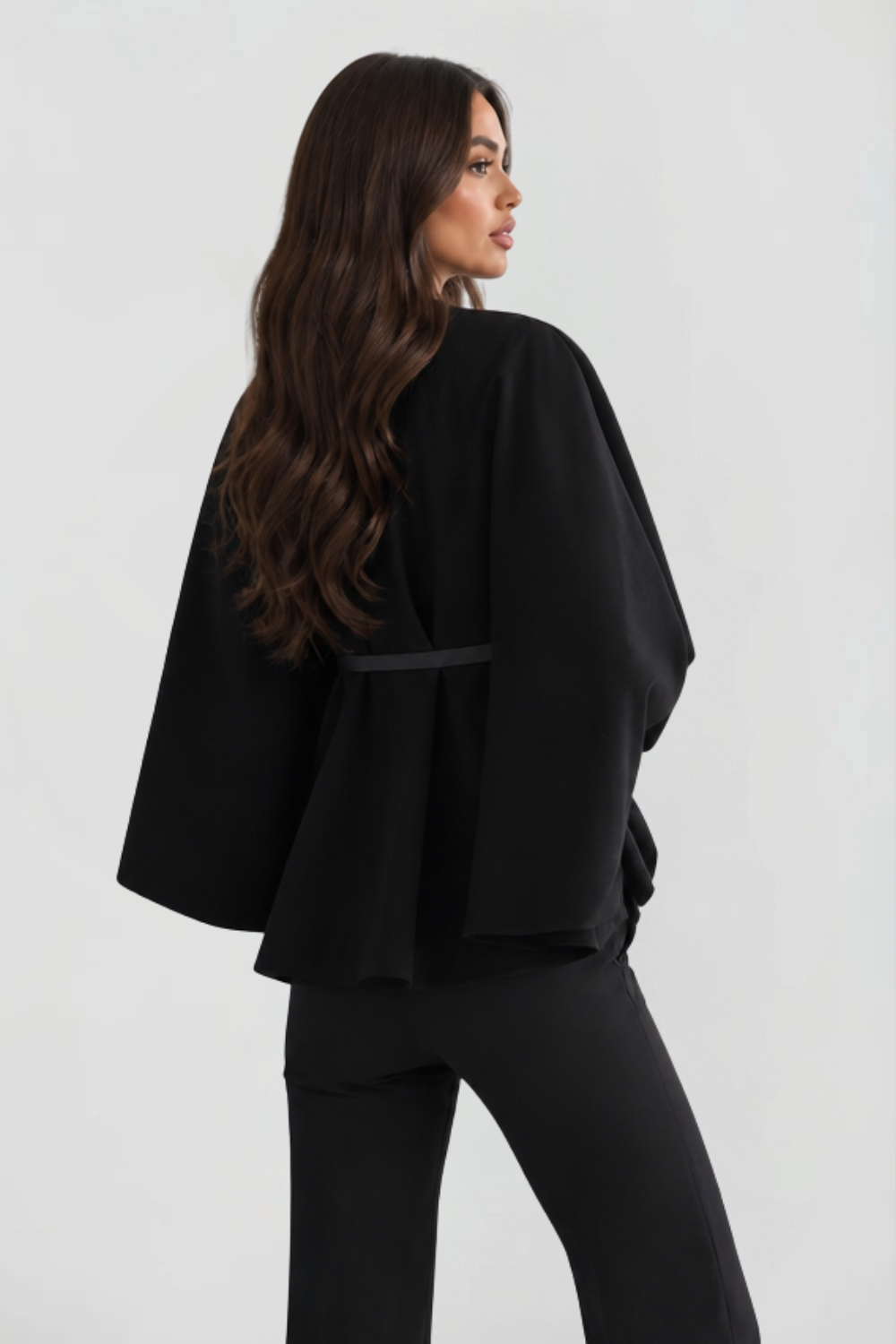 Women's Belted Oversized Wool Cape Coat