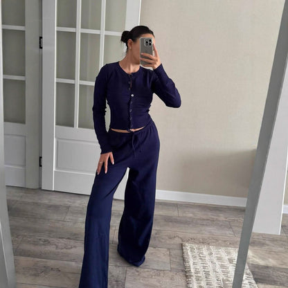 Women's Ribbed Knit Lounge Set Long Sleeve Top and Pants - product image 24