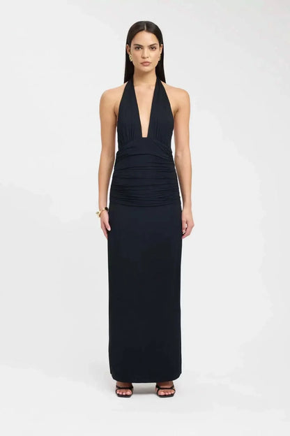 Women's Formal Halter Plunge Ruched Maxi Dress - product image 2