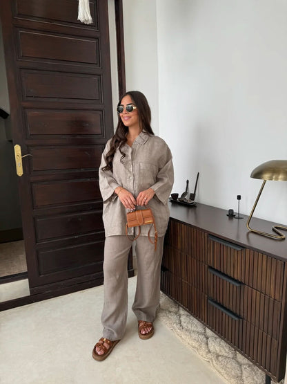 Women's Summer Oversized Button Down Shirt and Pants Set - product image 5