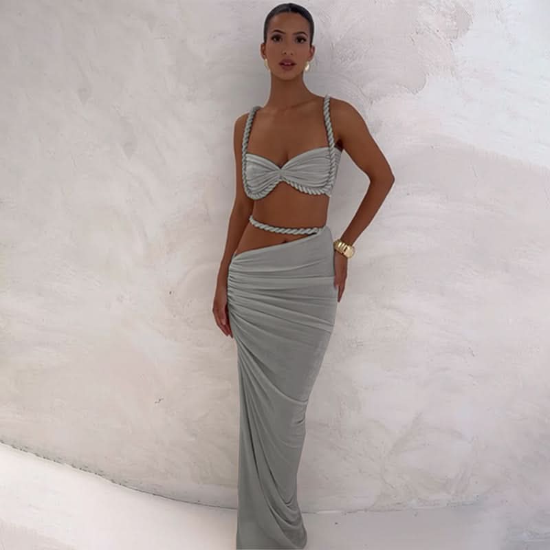 Women's Cocktail Ruched Cutout Maxi Dress Two Piece Set - product image 14