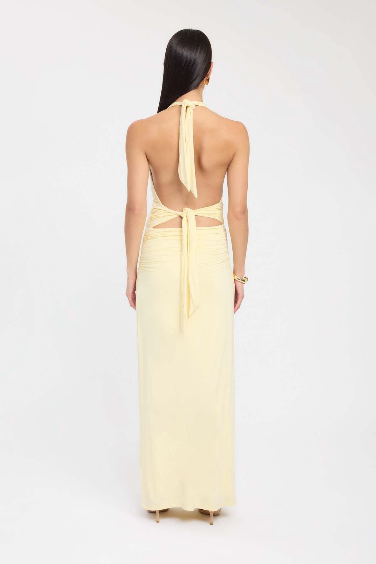 Women's Formal Halter Plunge Ruched Maxi Dress - product image 10