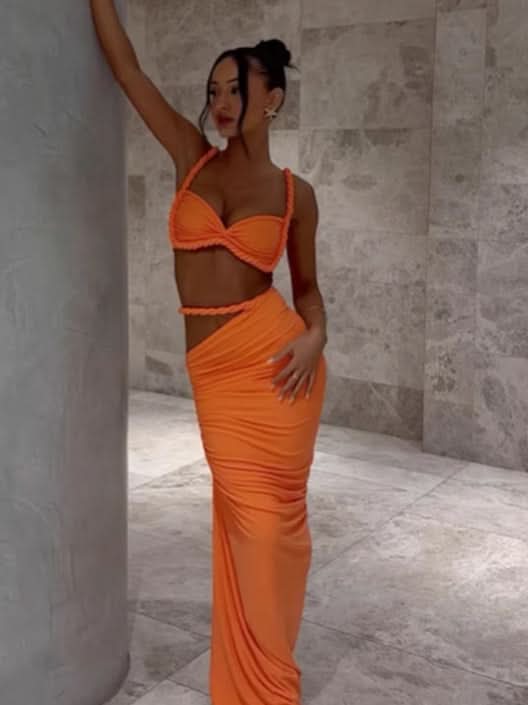 Women's Cocktail Ruched Cutout Maxi Dress Two Piece Set - product image 5