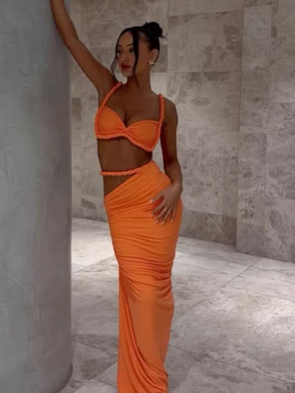 Women's Cocktail Ruched Cutout Maxi Dress Two Piece Set - product image 5