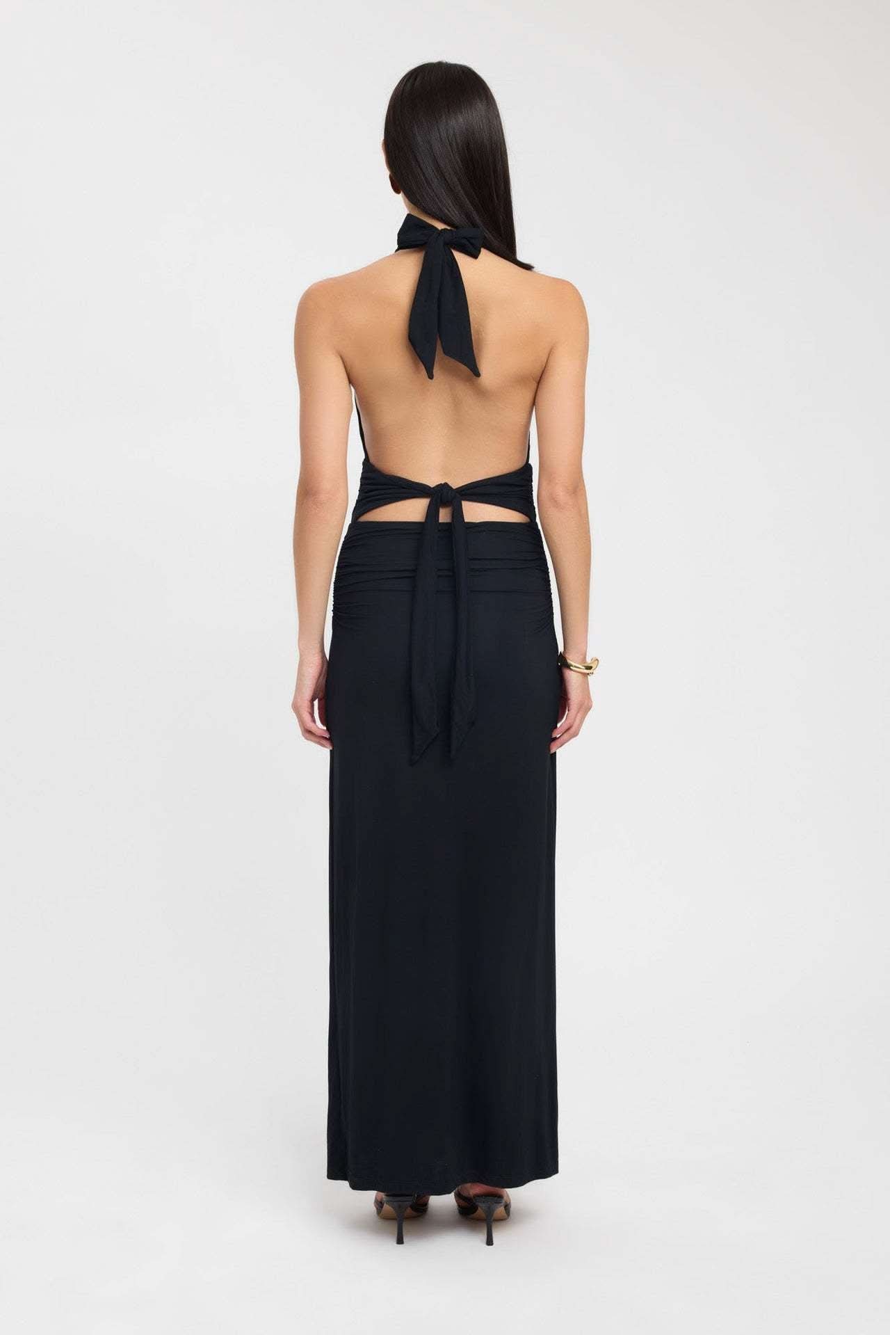 Women's Formal Halter Plunge Ruched Maxi Dress - product image 8