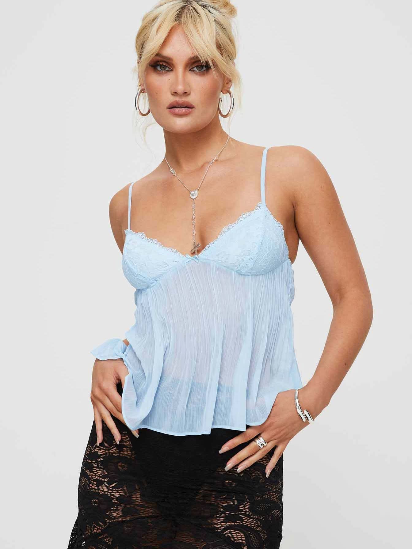 Women's Lace V Neck Pleated Cami Tank Top - product image 9