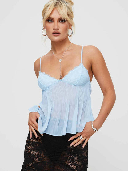 Women's Lace V Neck Pleated Cami Tank Top - product image 9
