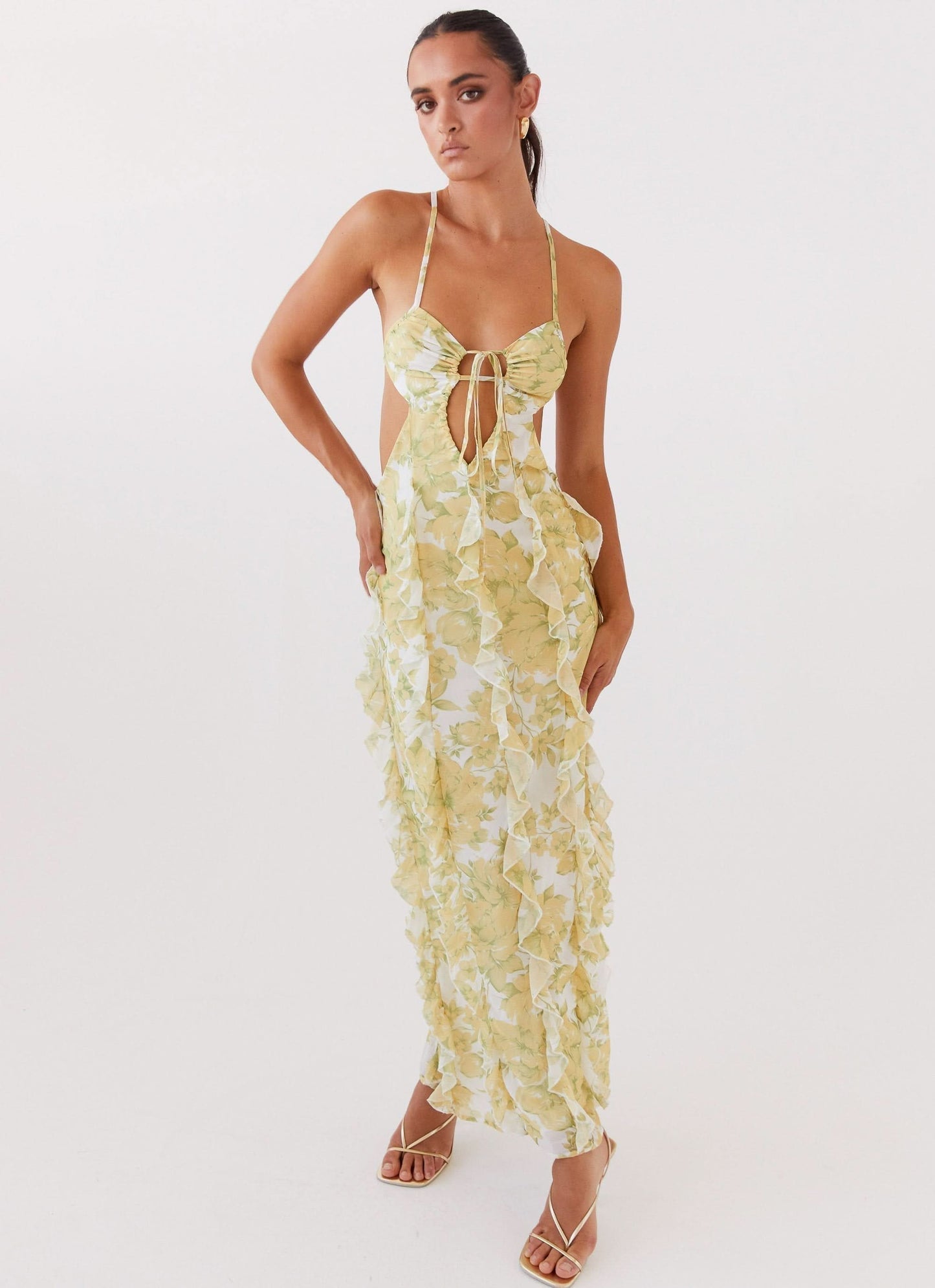 Women's Wedding Guest Floral Cutout Maxi Dress - product image 1