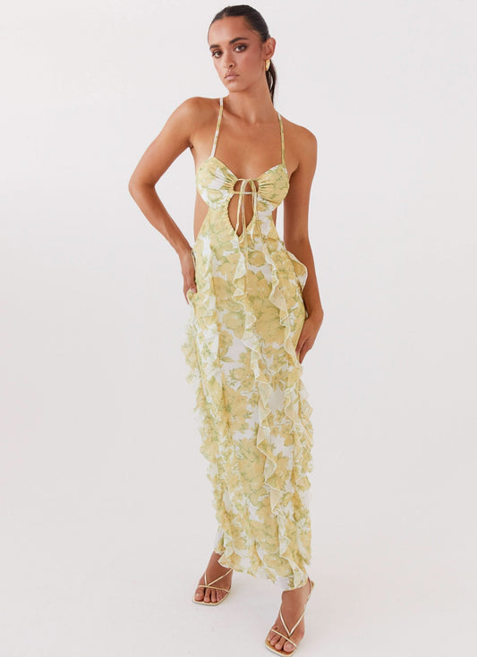 Women's Wedding Guest Floral Cutout Maxi Dress - product image 1