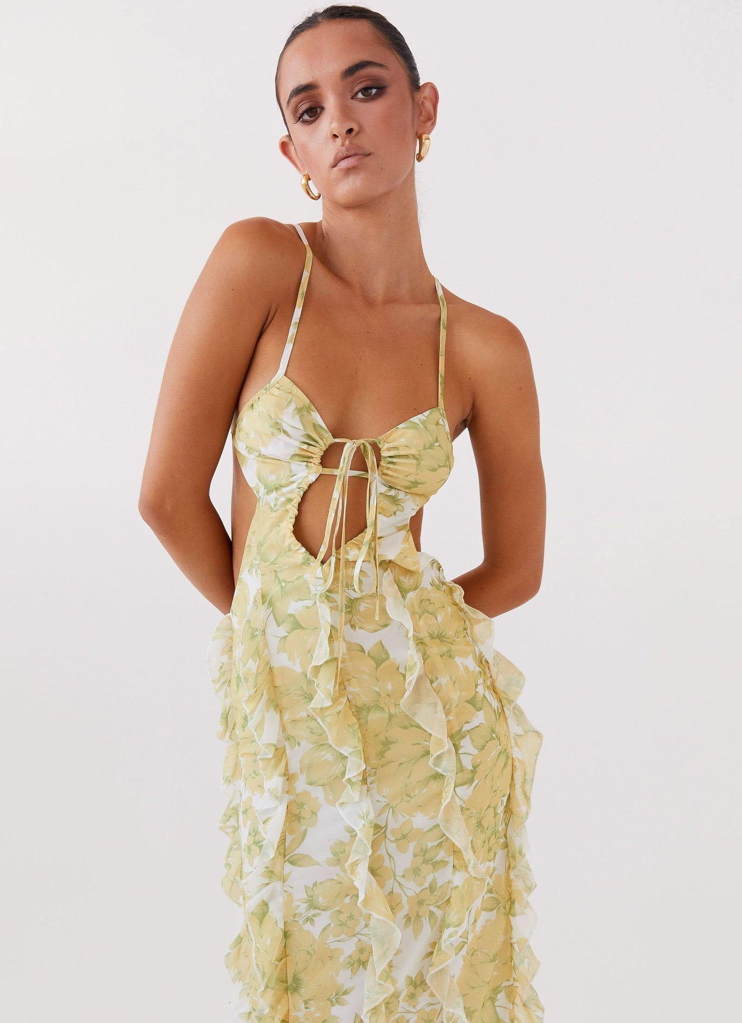 Women's Wedding Guest Floral Cutout Maxi Dress - product image 4