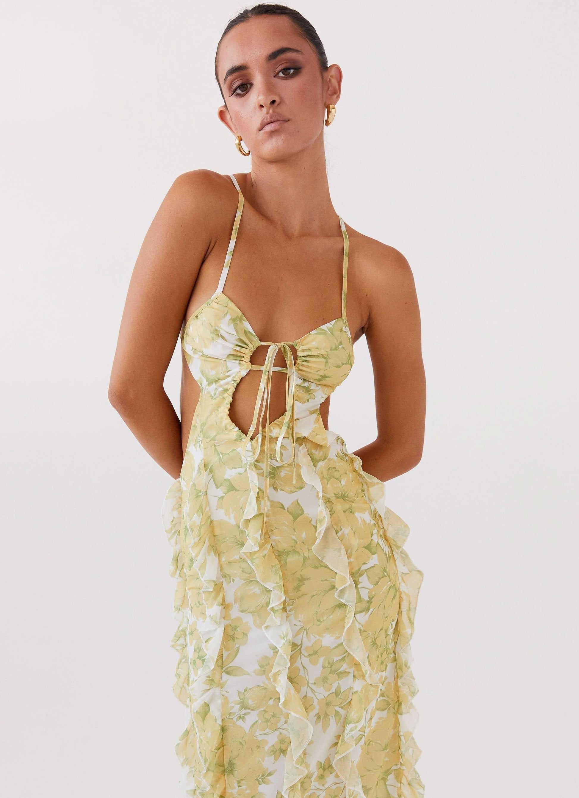 Women's Wedding Guest Floral Cutout Maxi Dress - product image 4
